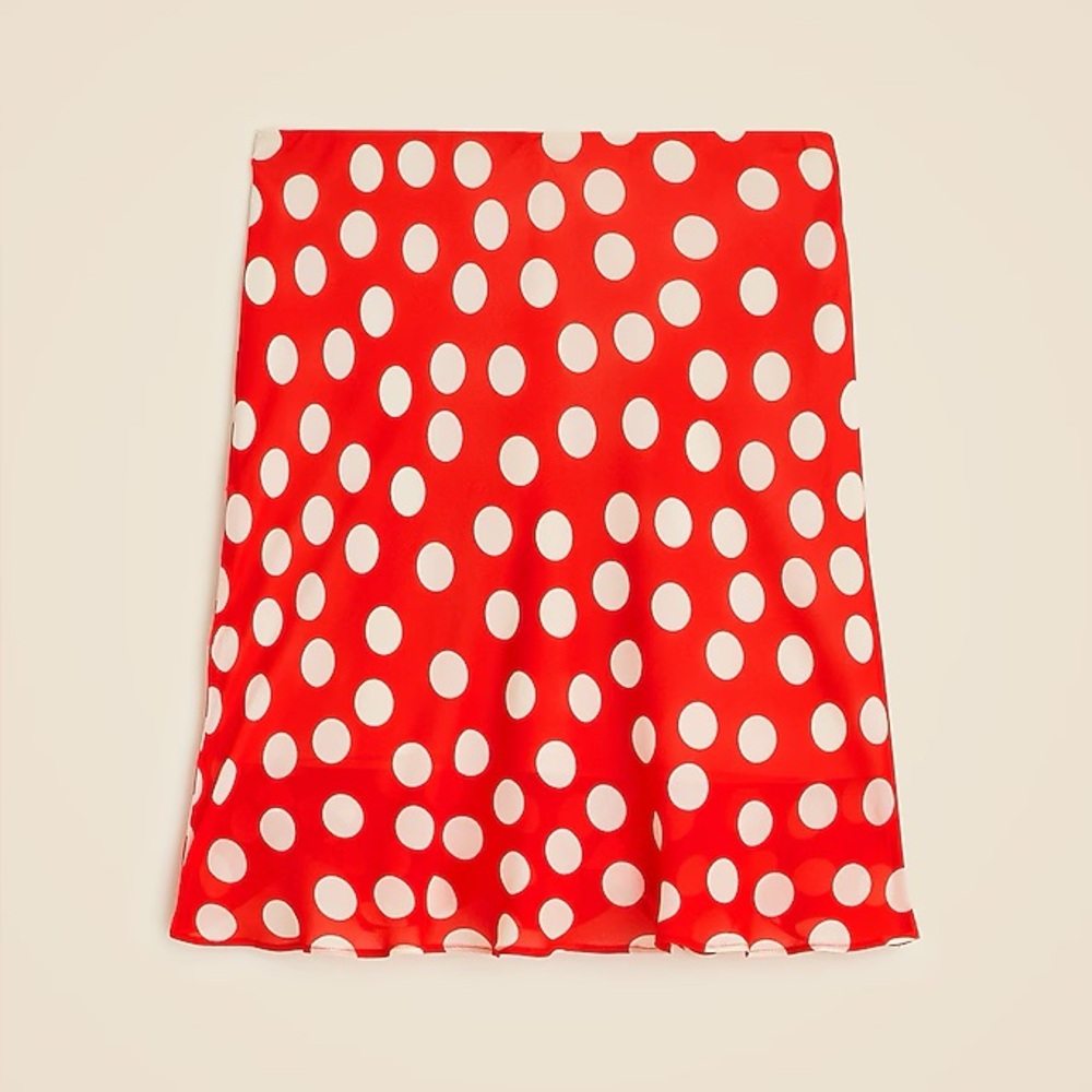 Jcrew New Gwen layered slip skirt in polka-dot chiffon